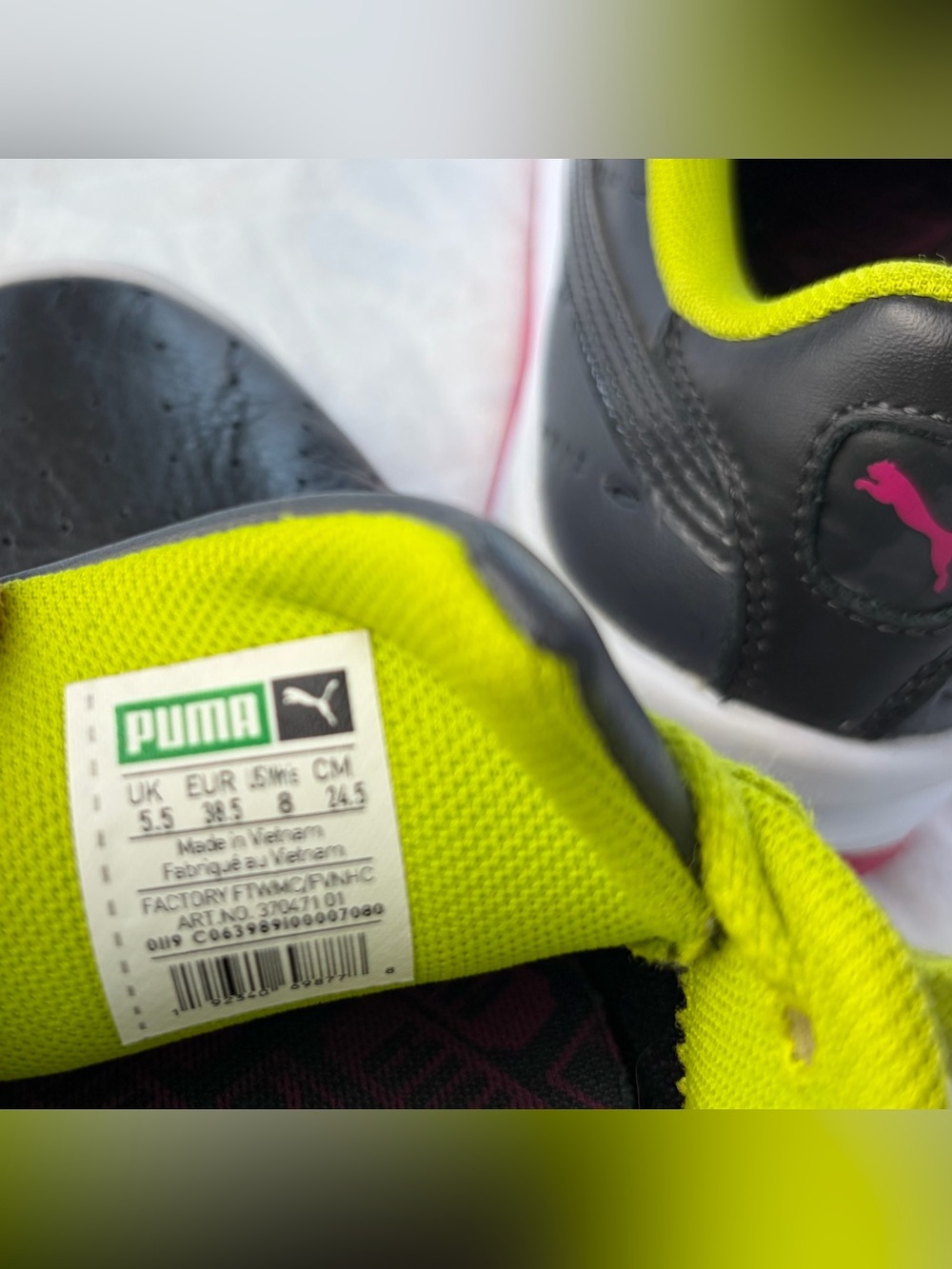 Puma California color block Sneakers gray with Neon Green Laces Women’s Size 8 - Picture 3 of 10